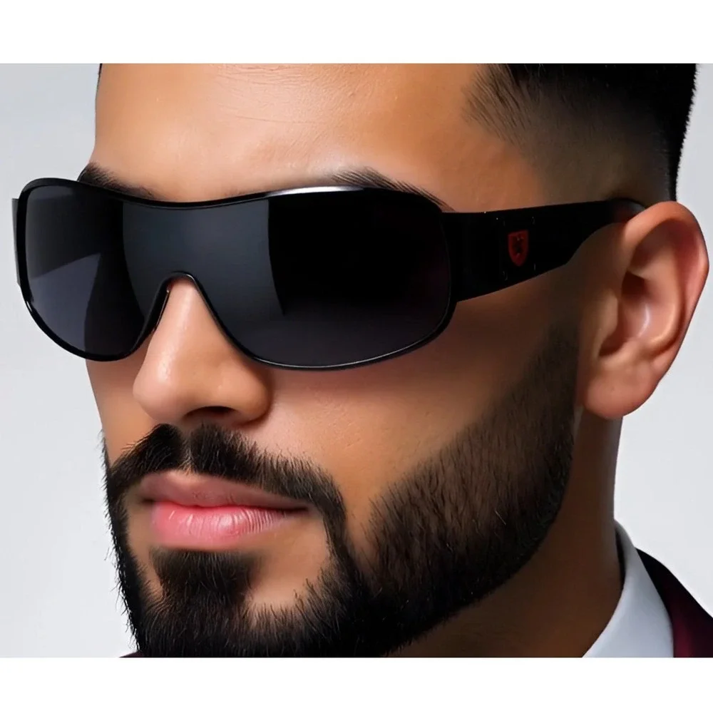 Fashion Men's Square‎ Style Sunglasses Silver Black Sport Shades,Black/Red